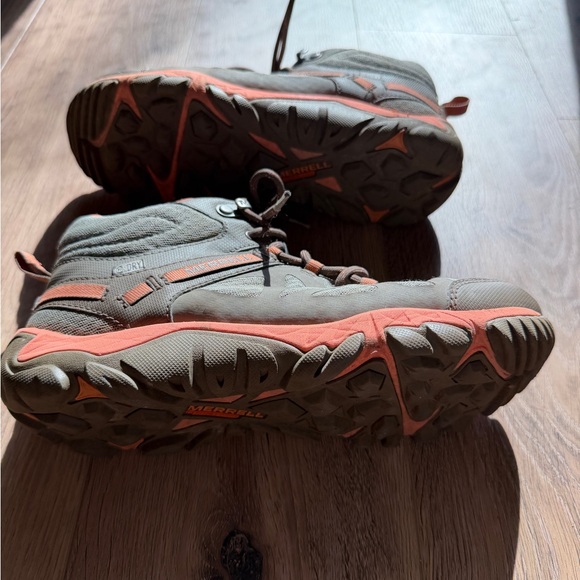 Merrell Outright Edge Mid waterproof hiking boots in a brindle and melon W 8.5 - Picture 3 of 8